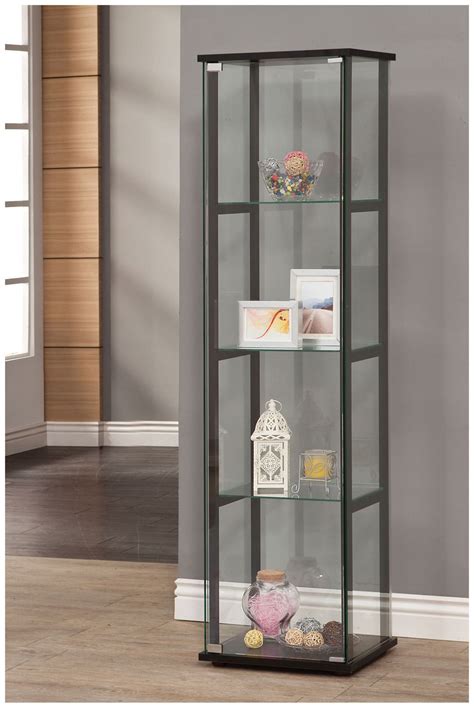 thin curio cabinet with glass